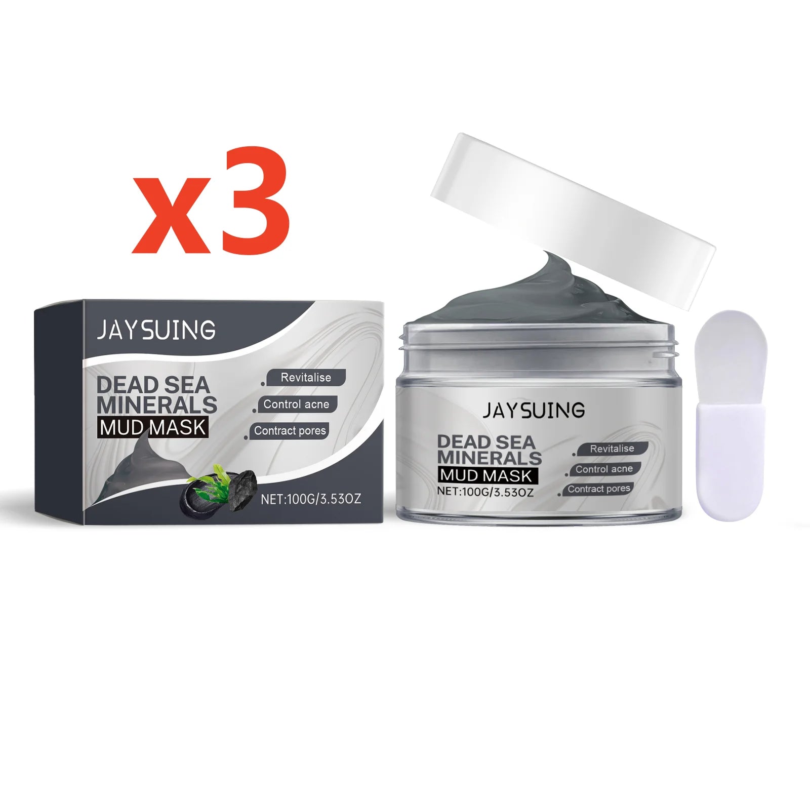 Dead Sea mud mask jar natural facial treatment brightening hydrating oil control 100g - 3 packages

