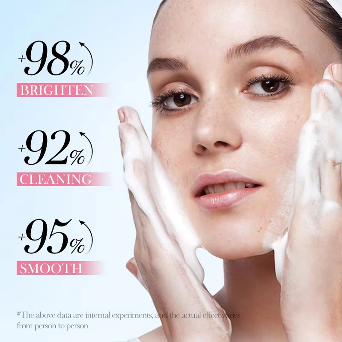 Woman using niacinamide facial cleanser for deep cleansing brightening and pore refining
