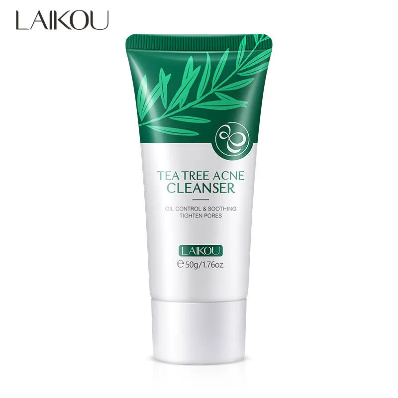 Tea tree acne cleanser tube LALKOU gentle blackhead remover oil control face wash
