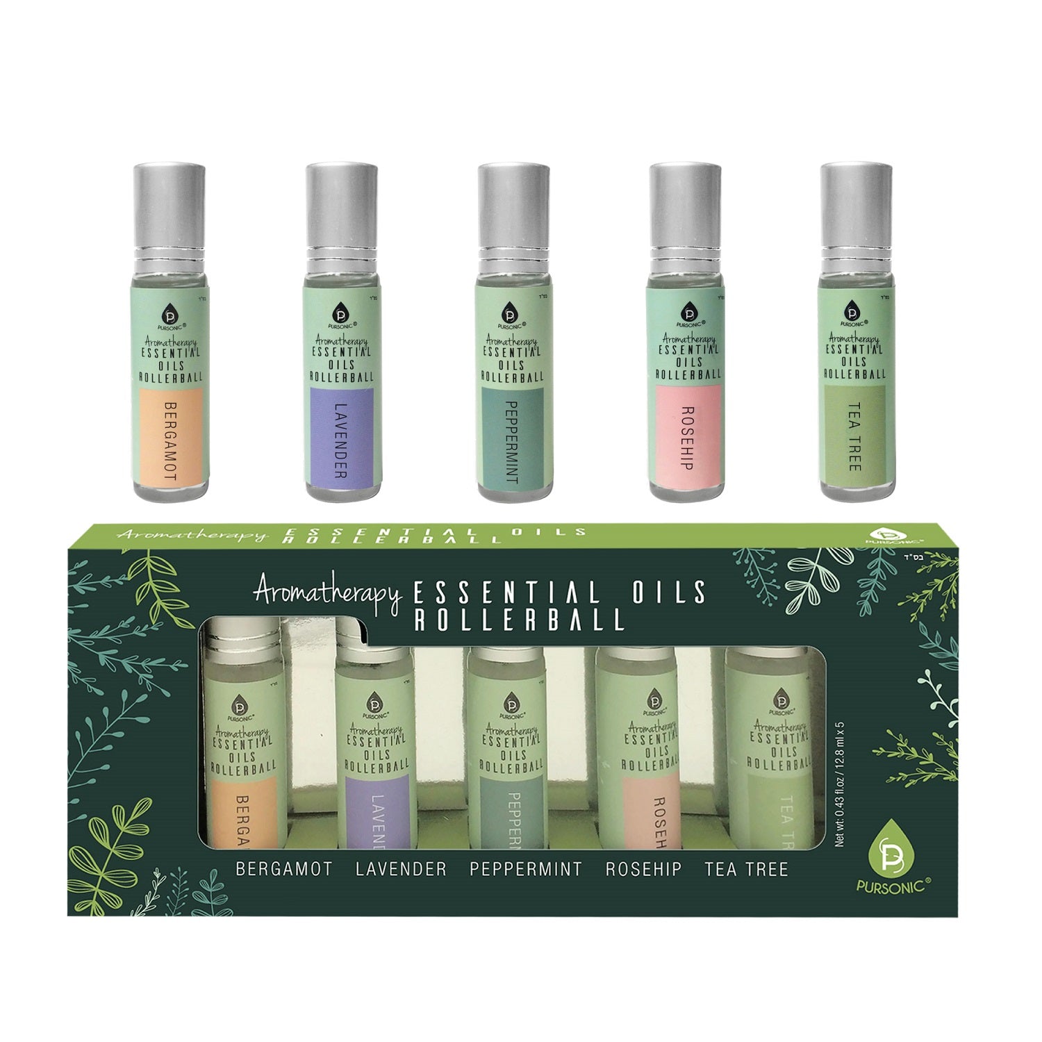 Aromatherapy Essential Oils Rollerballs Set - 5 Scents