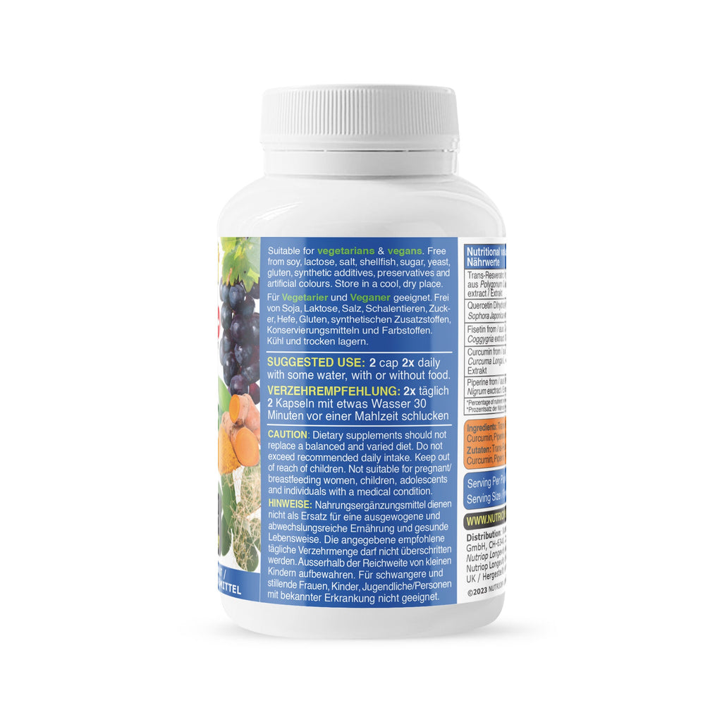 Nutriop Resveratrol Plus - Trans-Resveratrol Quercetin Fisetin 60 Caps