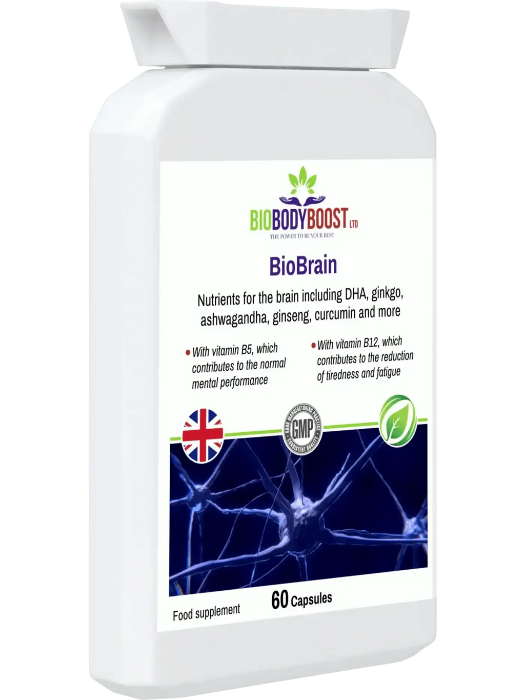 BioBrain Nootropics - Natural Brain Focus Energy Supplement 60 Capsules