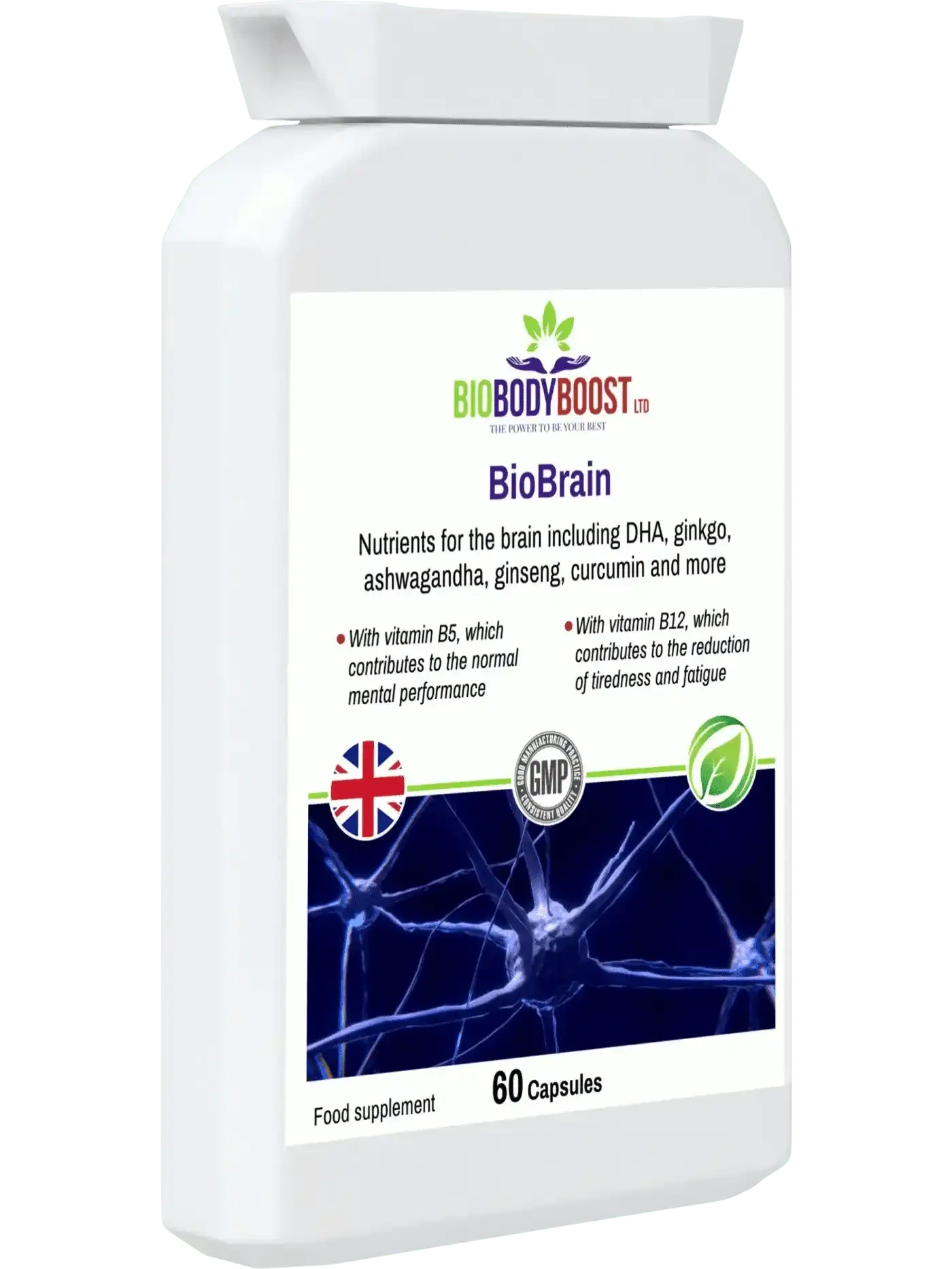 BioBrain Nootropics - Natural Brain Focus Energy Supplement 60 Capsules