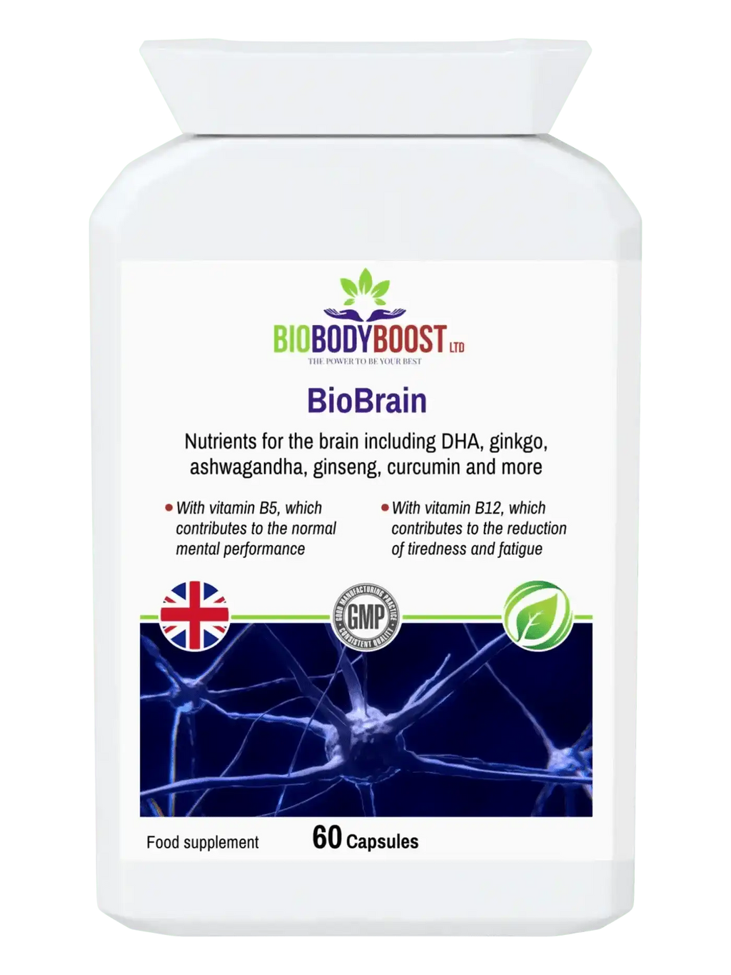 BioBrain Nootropics - Natural Brain Focus Energy Supplement 60 Capsules