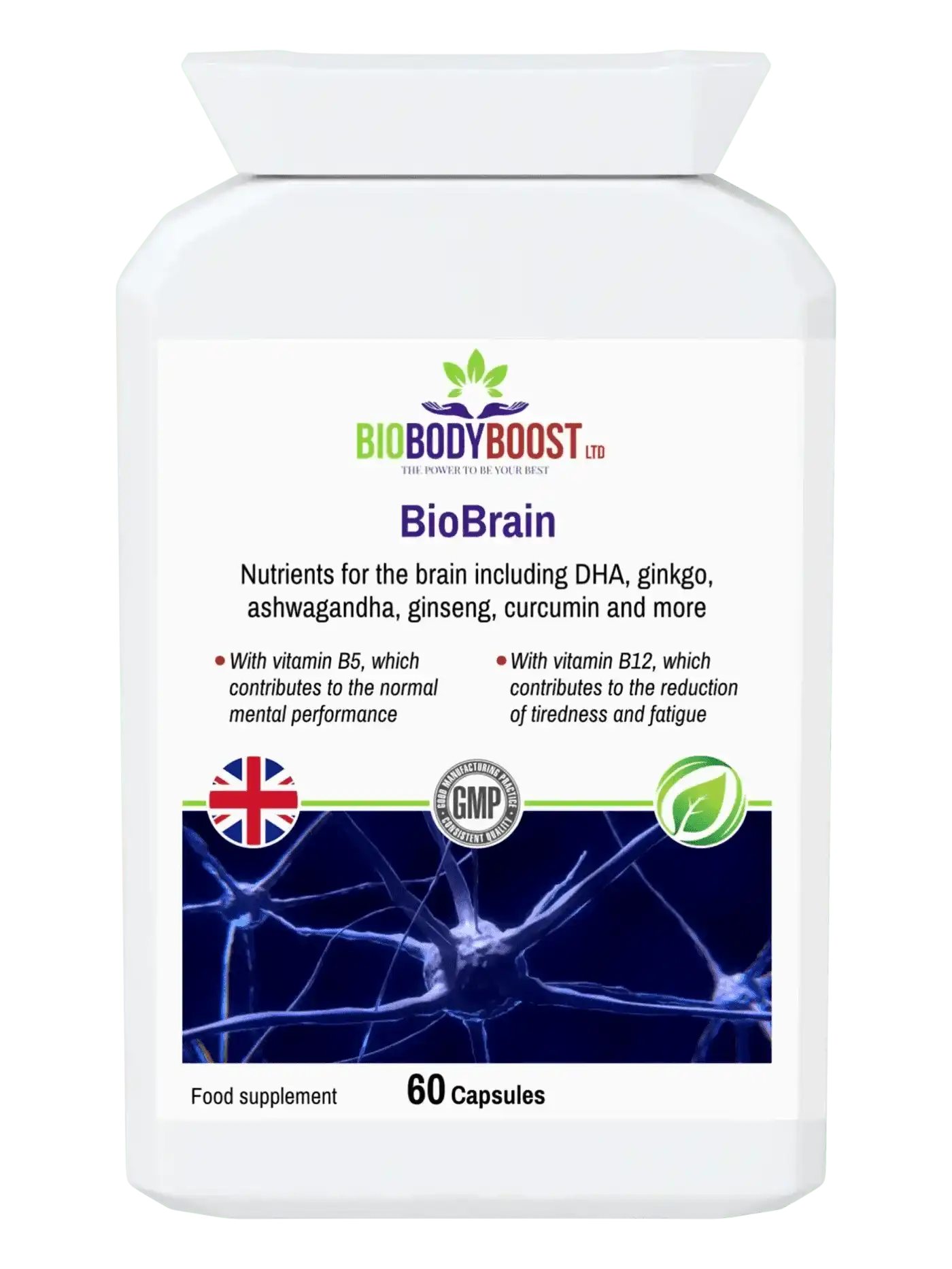 BioBrain Nootropics - Natural Brain Focus Energy Supplement 60 Capsules
