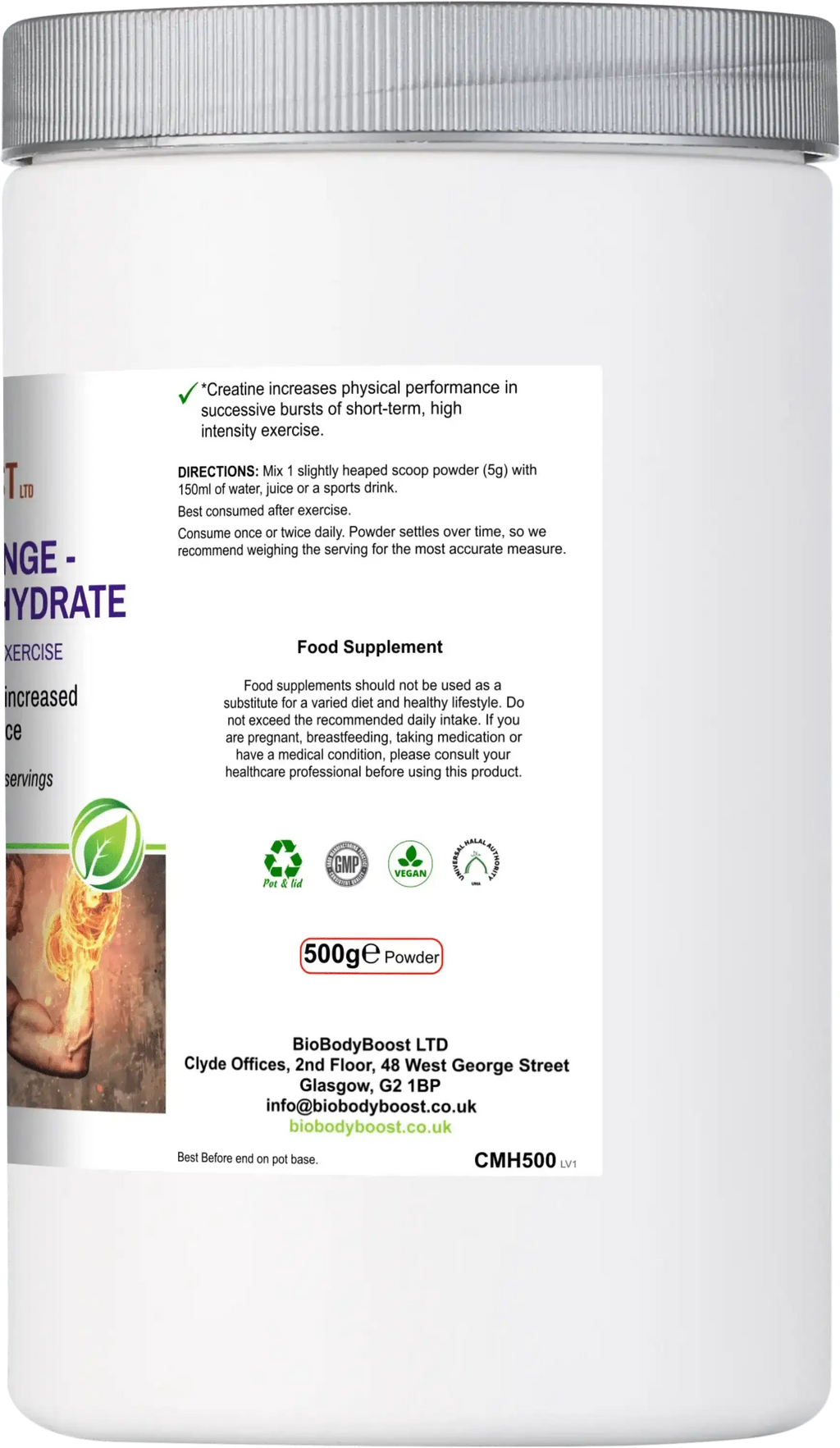 Creatine Monohydrate Powder - Pure Workout Supplement 100g