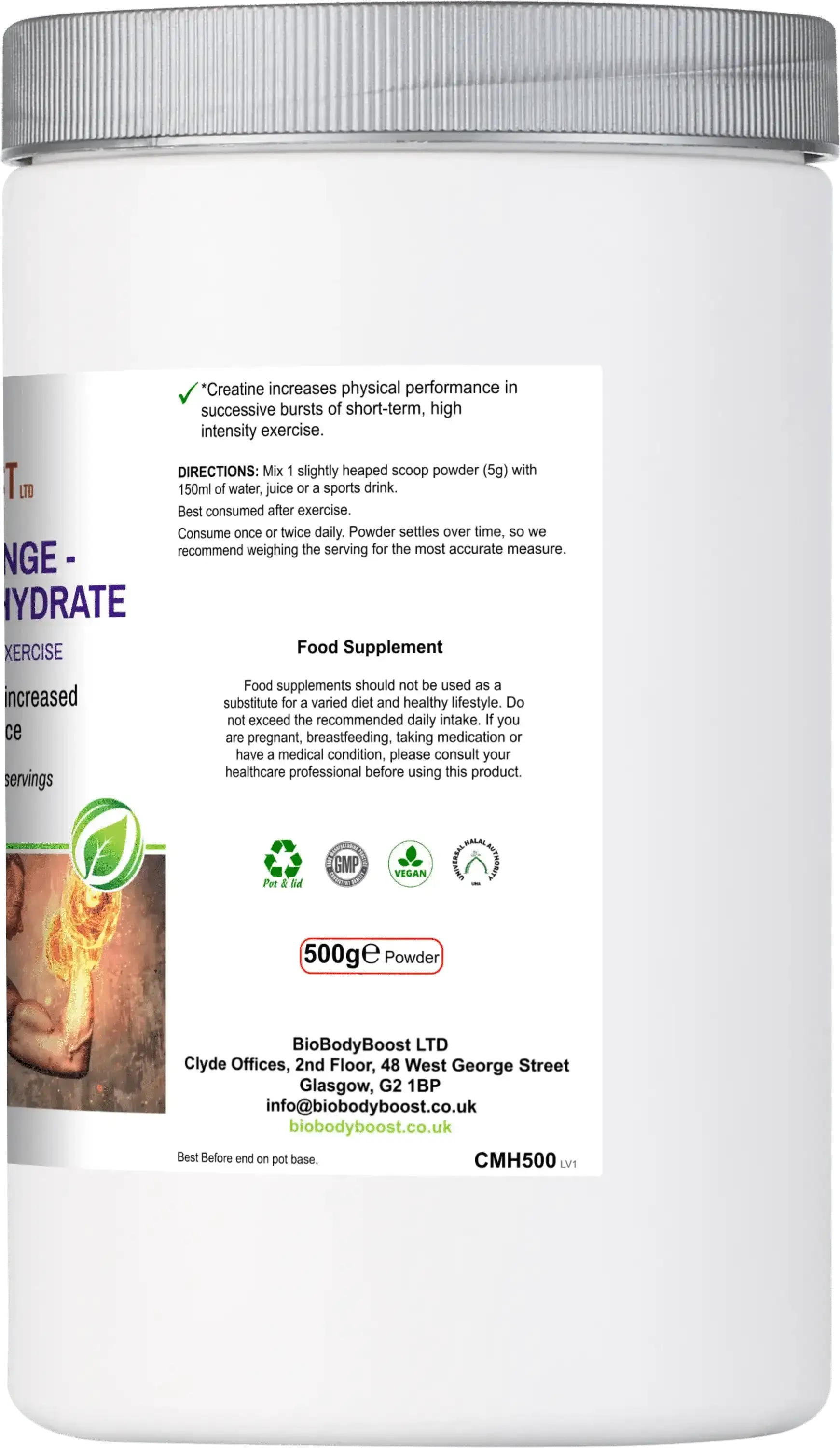 Creatine Monohydrate Powder - Pure Workout Supplement 100g