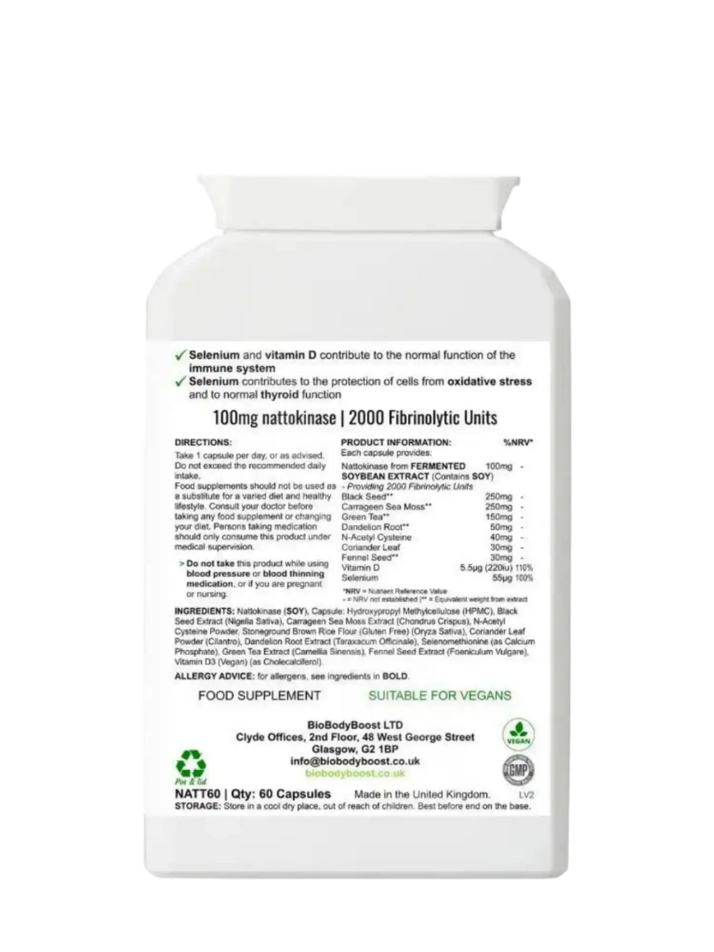 CardioVital Natto Blend - Nattokinase 2000 FU Supplement 60 Capsules