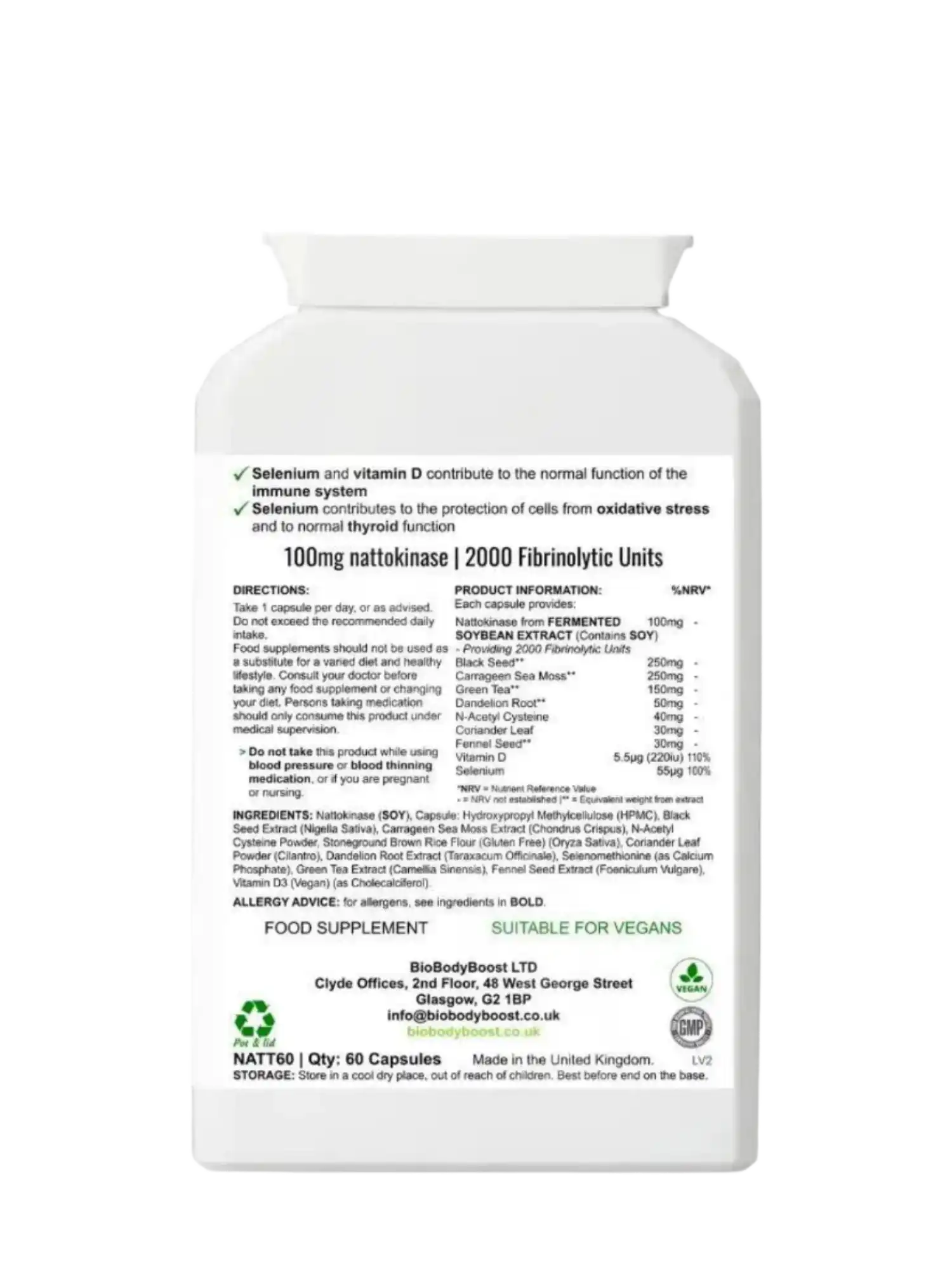 CardioVital Natto Blend - Nattokinase 2000 FU Supplement 60 Capsules