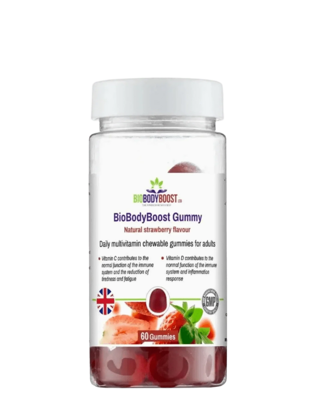 BioBodyBoost Gummies - Chewable Daily Multivitamin Strawberry 60 Count