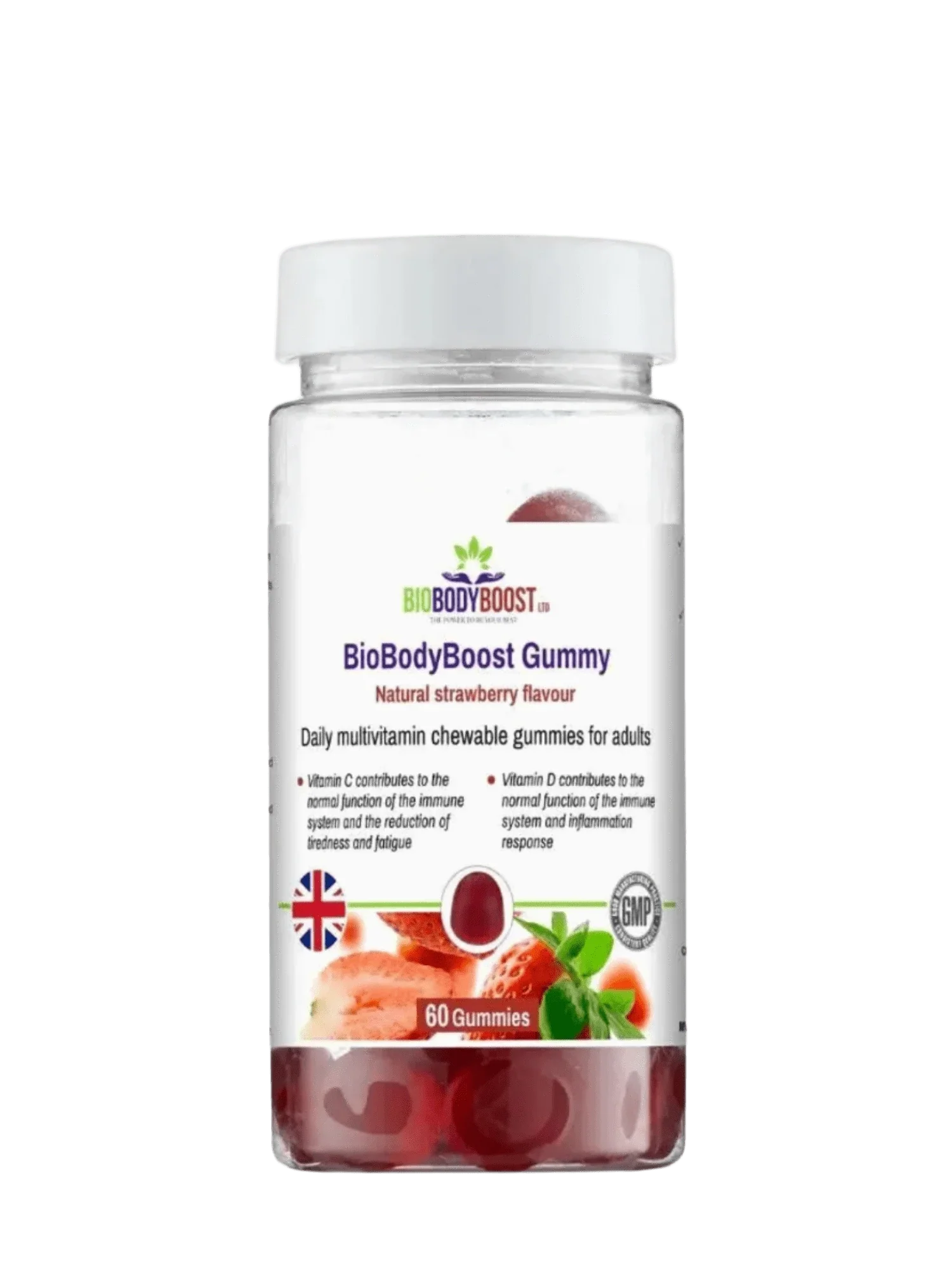 BioBodyBoost Gummies - Chewable Daily Multivitamin Strawberry 60 Count