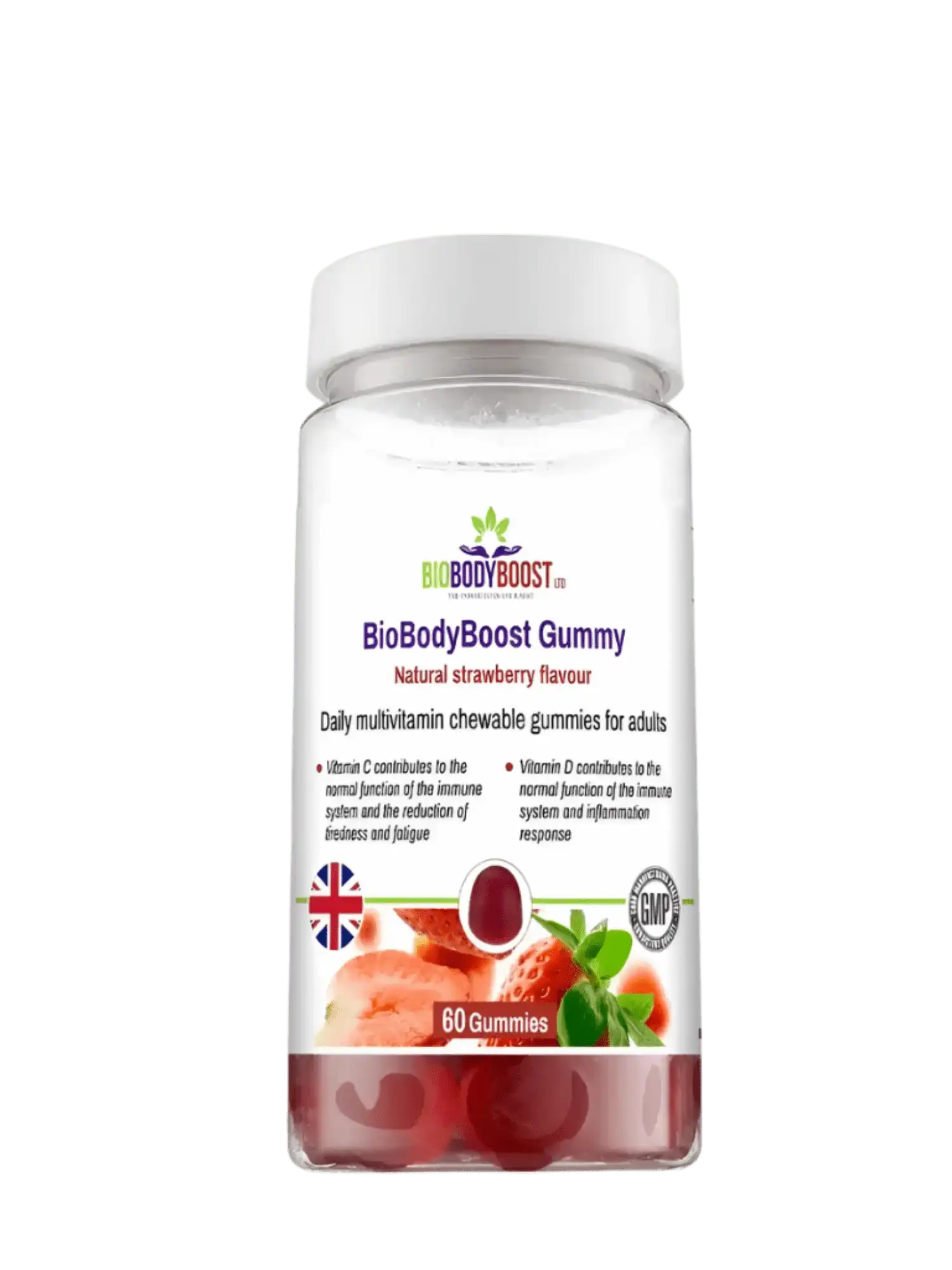 BioBodyBoost Gummies - Chewable Daily Multivitamin Strawberry 60 Count