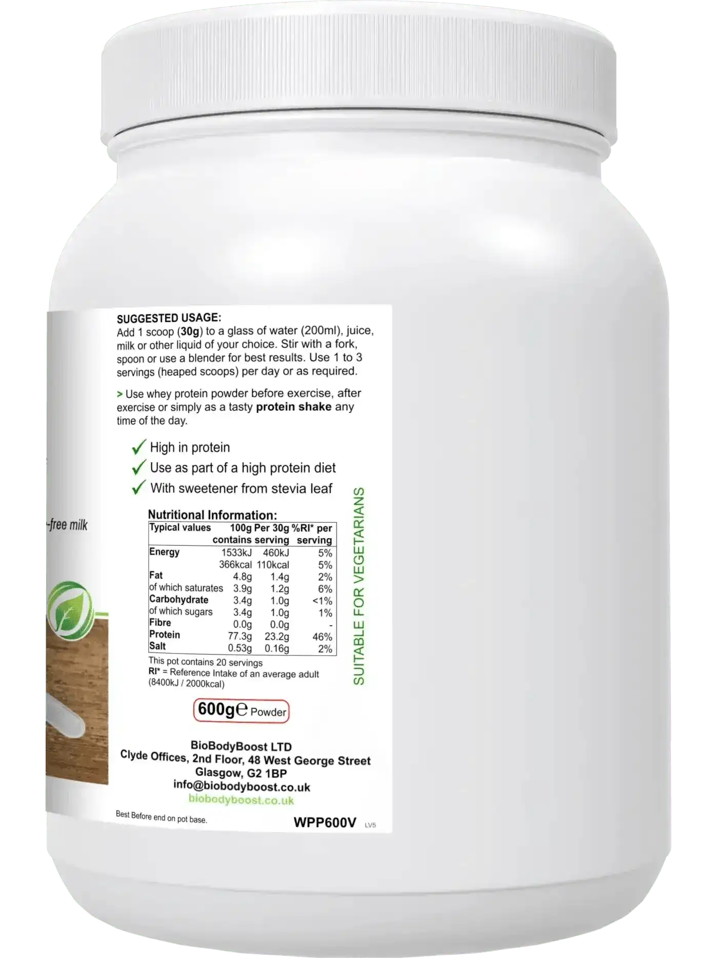 WheyPro Vanilla - Premium Whey Protein Powder EU Dairy 600g